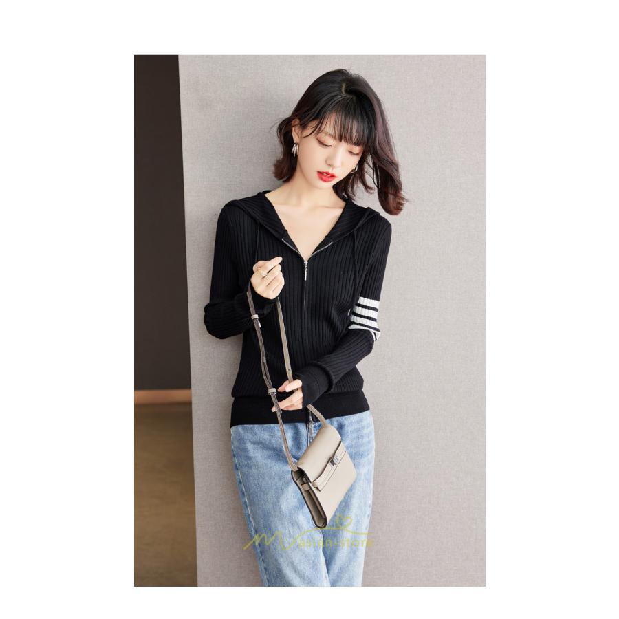 ニット・セーター | カーディガン レディース ニット 上品 カーデ ジャケット シンプル 長袖 秋 冬 秋冬 大人 レトロ風 着痩せ ウール 通勤 カジュアル フード付き 楽チン