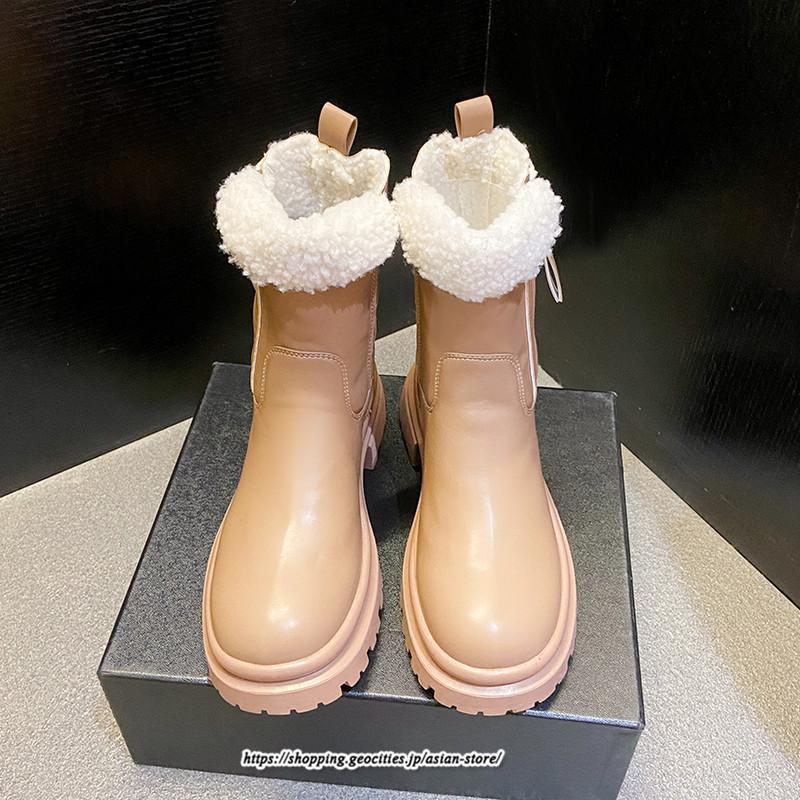 ブーツ | ムートンレディース 靴 裏ボア 裏起毛 シューズ サイドジップ 秋冬 暖か 防寒 疲れない 20代30代40代50だい 歩きやすい ファスナー 痛くない