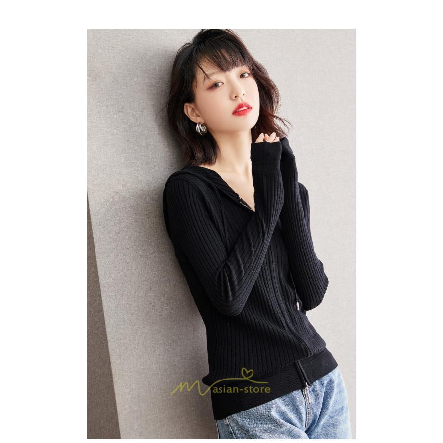 ニット・セーター | カーディガン レディース ニット 上品 カーデ ジャケット シンプル 長袖 秋 冬 秋冬 大人 レトロ風 着痩せ ウール 通勤 カジュアル フード付き 楽チン