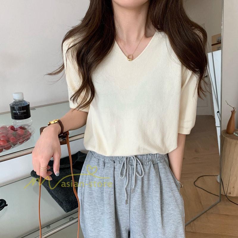 tシャツ・カットソー | Tシャツ レディース 半袖 トップス カジュアル Tシャツ 大きい ゆるTシャツ ゆるカットソー Vネック 20代30代40代50代 上品 上品 お出かけ 通勤通学 着回し