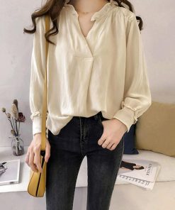 シャツ・ブラウス | 大人 夏 トップス ブラウス オフィス シャツブラウス 長袖 春 フォーマル おしゃれ Vネックブラウス ゆったり レディース