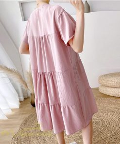 ワンピース | マタニティレディース 着痩せ 無地 ゆる上品 半袖 大きいサイズ 韓国風 Aライン マタニティウェア サマー妊婦服