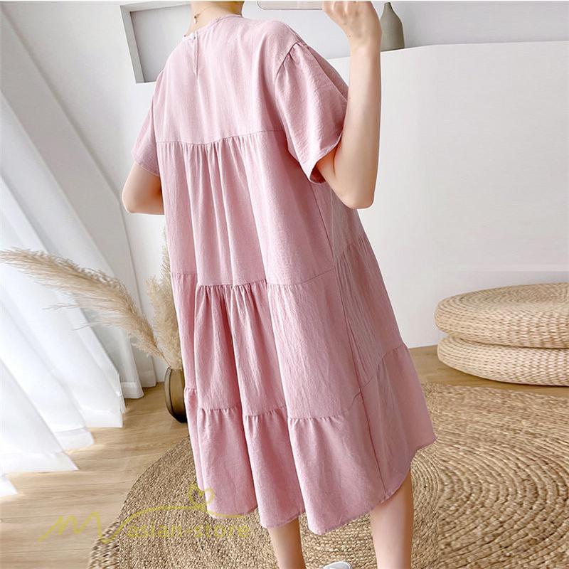 ワンピース | マタニティレディース 着痩せ 無地 ゆる上品 半袖 大きいサイズ 韓国風 Aライン マタニティウェア サマー妊婦服