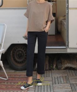 シャツ・ブラウス | ブラウス トップス ｔシャツ 半袖 レディース 体型カバー  シャツ L XL 20代 30代 40代 ママ 50代 60代 大人 丸首 ファッション 新作 夏服 無地 綿麻 ゆったり