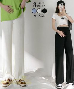 パンツ レギンス | ワイドパンツ マタニティウェア レディース 妊婦 マタニティパンツ 春 夏 秋 新作 薄手 妊婦服 産前 ウエスト調整 柔らか シンプル カジュアルパンツ 無地