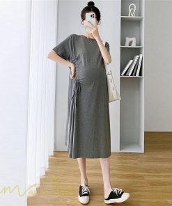 ワンピース | マタニティ妊婦服 レディース 無地 シンプル ゆったり 半袖 ゆるロングTシャツ クルーネック 薄手 マタニティウェア 夏 新作 お出かけ