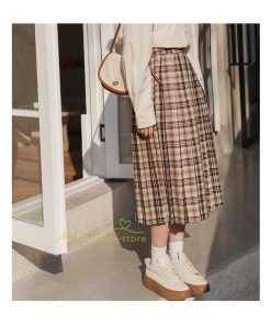 スカート | レディース プリーツマキシロング丈 ロングウエストゴム 大人 20代 30代 40代 OL カジュアル チェック柄 ママ 通勤通学 母