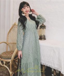 マキシ | ワンピース レディース 夏 秋 ロング丈 長袖 パーティー 大人 レース エレガント きれいめ 大人 おしゃれ お呼ばれ 可愛い お出かけ 日常デート 通勤 オフィス