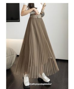 スカート | レディース 春秋 チュール美脚 プリーツロングAライン 体型カバー ボトムス おしゃれ 大人 通勤 お出かけ オシャレ