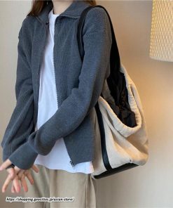 カーディガン | ニットレディース トップス リブニット ジップアップ ハイネック 羽織り 長袖 カーディガン ジャケット ライトアウター ニット セーター