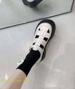 サンダル ミュール | サンダル レディース オフホワイト ブラック 黒 編み込み ストラップ 歩きやすい ぺたんこ おしゃれ 2022 旅行 お出かけ トレンド おでかけ カジュアル