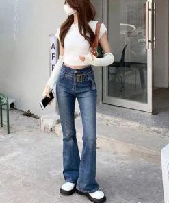 デニム | セミフレアデニムパンツ レディース 美脚