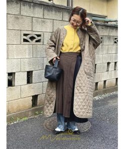 ダウンジャケット コート | キルティングコート ダウンコート ロングコート ノーカラー 長袖アウター 中綿コート アウター 防寒 防風 30代40代50代 厚手 秋冬コート コート 大人 ポケット