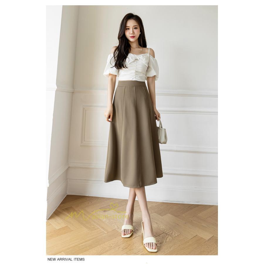 スカート | フレア無地 きれいめ 30代 40代 50代 着やせ 上品 ボトムス 春秋 夏 お洒落 通勤 エレガント 着痩せ 着回し ハイウエスト カジュアル 通学 お出かけ