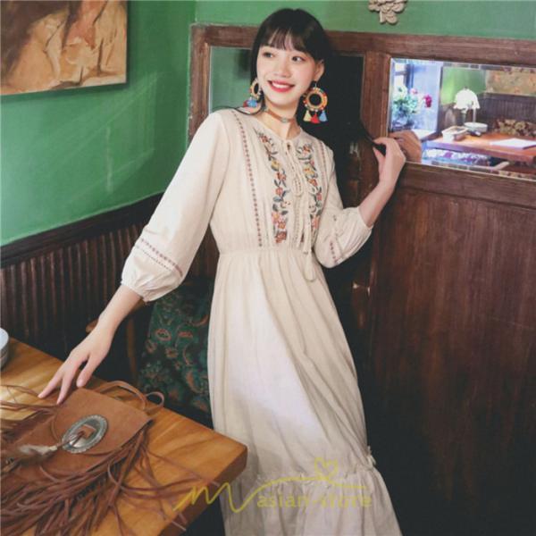 マキシ | 大人気ワンピース ミモレ丈 長袖 レディース 二次会 リゾート カジュアル お呼ばれ きれいめ Aラインワンピース かわいい パーティー 旅行 デート 淑女