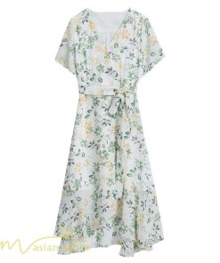 ミディアム | ワンピース レディース 40代ワンピース 花柄 きれいめ おしゃれ Vネック 膝丈 夏 新作 カジュアル 半袖 Aラインワンピース 40代 エレガント 20代 30代 きれいめ