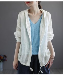カーディガン | レディース 無地 UVカットー ライトアウター 秋コーデ 40代50代 きれいめ カジュアル フード付き エレガント 大きいサイズ 20代30代 麻混 秋服