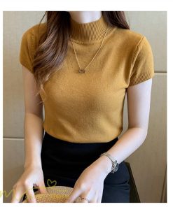 送料無料SALE | サマーニット レディース 半袖 トップス ストレッチ 無地 スリム ニット 可愛い セクシー 柔らか 大人 オフィス 洗えるニット 黒 夏服 夏物 女っぽい 白 OL