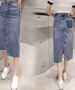 スカート | 即日発送デニム大きいサイズ タイトマキシレディースハイウエスト スリット ロング丈ボトムス 着痩せセクシー ストレッチ
