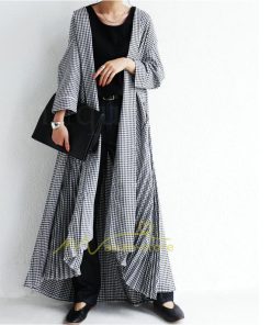 マキシ | ワンピース レディース ワンピ おしゃれ きれいめ 40代 50代 ロング丈 着痩せ 長袖 ゆったり 体型カバー カジュアル 20代30代 送料無料 カーディガン チェック柄