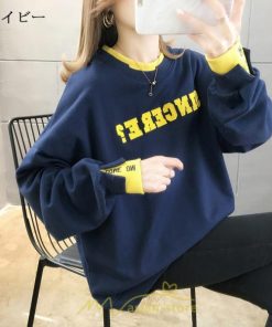 パーカー | トレーナー Tシャツ レディース 長袖 切り替え スウェット ゆったり 韓国風 トップス カジュアル 体型カバー 可愛い お出かけ 楽チン 通勤 通学