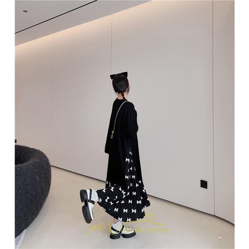 マキシ | ドッキングワンピース 秋 レディース 長袖ワンピース ロングワンピース 切り替えワンピース フェイク Aラインワンピース お呼ばれワンピース レイヤード風