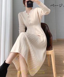 ニットワンピース | ワンピース 春 春服 レディース 長袖 ゆったり 秋 冬 ロング丈 可愛い 2022秋冬 暖か 通勤 おしゃれ デート 20代30代40代50代 女子会 同窓会
