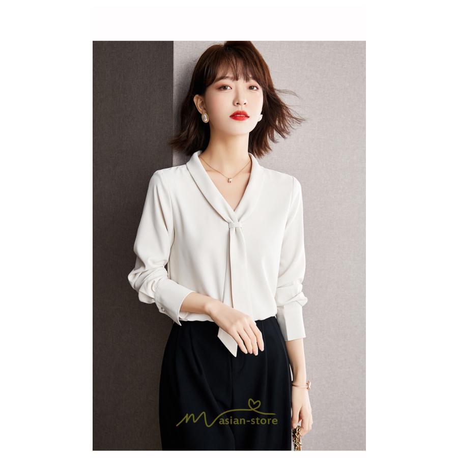 シャツ・ブラウス | ブラウス レディース 長袖 秋冬 オフィス フォーマル スーツ インナー 白 シフォン 大きいサイズ ビジネス 20代 通勤 40代 体型カバー 30代 秋服