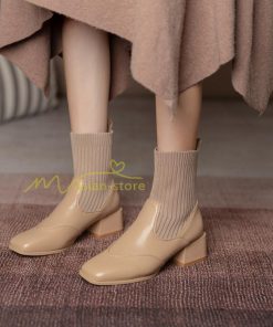 ショートブーツ | ブーツ レディース シューズ 靴 太ヒール チャンキーヒール ブーティー スクエアトゥ ソックスブーツ くつ COS コスプレ PUブーツ 合皮ブーツ