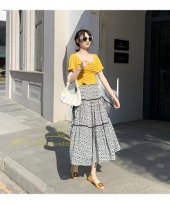 スカート | フレアロングレデイース リネンウエストゴム 綿麻混 マキシマキシ レトロ風 体型カバー リゾート 夏物