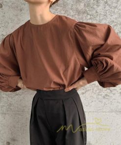 シャツ・ブラウス | 長袖ブラウス 綿100%ブラウス レディース シャツ 秋物 パフスリーブブラウス 無地 トップス 長袖 夏秋物 20代30代 可愛い ゆったりシルエット OL 大人