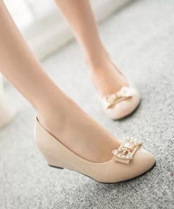 パンプス | ウェッジソールポインテッドトゥ 合皮レザー エナメル レディース ウェッジヒール ストラップなし スリップオン 緑 滑り止めソール 黒