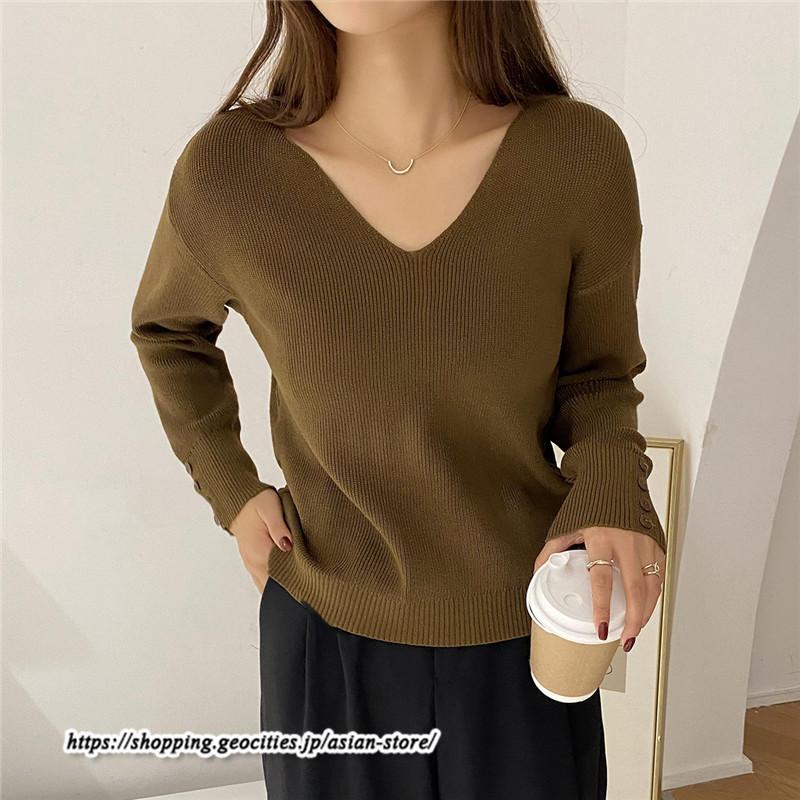 ニット・セーター | カットソー ニット レディース リブニット 長袖 秋冬 春 トップス スリム ストレッチ インナー 無地 長袖カットソー 長袖ニット 通学通勤 プルオーバー 着痩せ