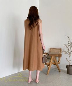 マキシ | ワンピース ノースリーブ 夏服 麻混 リネン混 春夏 カジュアル Aラインワンピース 綿麻 レディース フリーサイズ 夏 ロング丈 ギャザー きれいめ 無地
