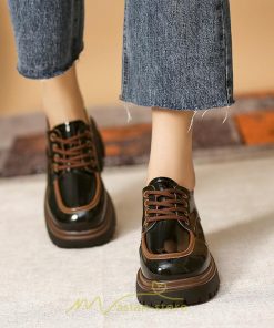 ローファー | 厚底 レディース 厚底スニーカー レースアップ スニーカー PU 合皮 通学 通勤 かわいい 送料無料 可愛い 冬 夏 秋 春