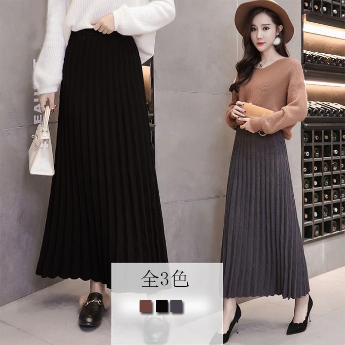 スカート | 短納期プリーツニットプリーツニットマキシニット ハイウェスト ロングAライン シンプル キレイめ 大人 無地