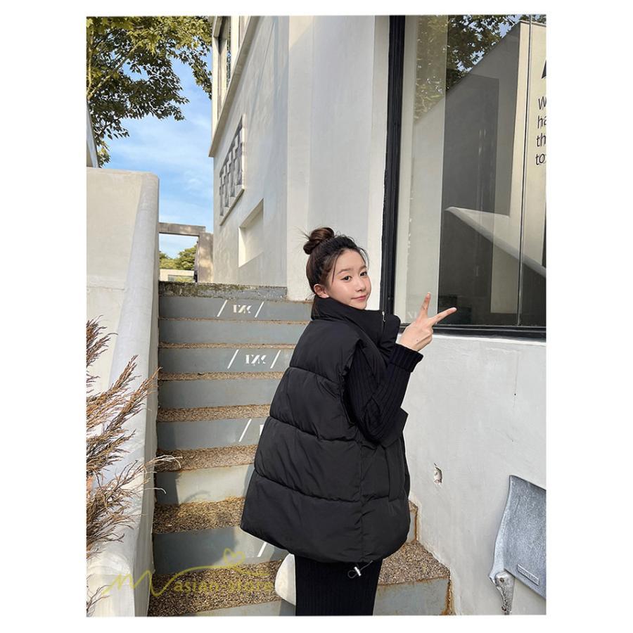 ベスト | ダウンレディース 無地 スタンドネック 中綿きれいめ シンプル 大きいサイズ ノースリーブ 韓国風 20代 50代 秋冬コーデ 40代 30代 大きいサイズ