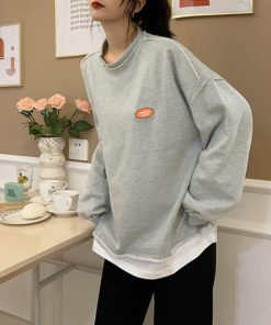 Tシャツ・カットソー | 重ね着風スウェットトレーナー 韓国風