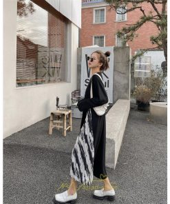 マキシ | ドッキングワンピース 秋 レディース 長袖ワンピース ロングワンピース 切り替えワンピース フェイク レイヤード風 お呼ばれワンピース ゆったり 大きいサイズ