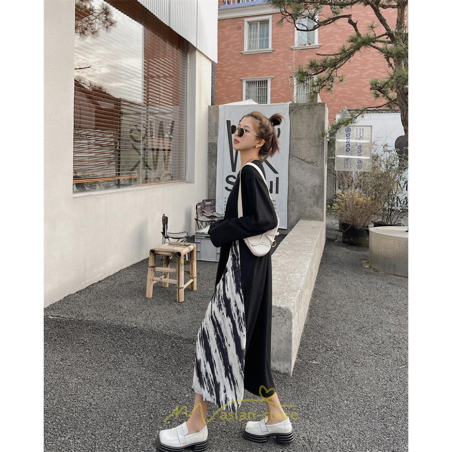 マキシ | ドッキングワンピース 秋 レディース 長袖ワンピース ロングワンピース 切り替えワンピース フェイク レイヤード風 お呼ばれワンピース ゆったり 大きいサイズ