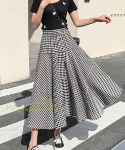 スカート | フレア フレアマキシ ロングコットン ウエストゴム マキシチェック柄 レトロ風 20代30代40代50代 通勤通学 カジュアル