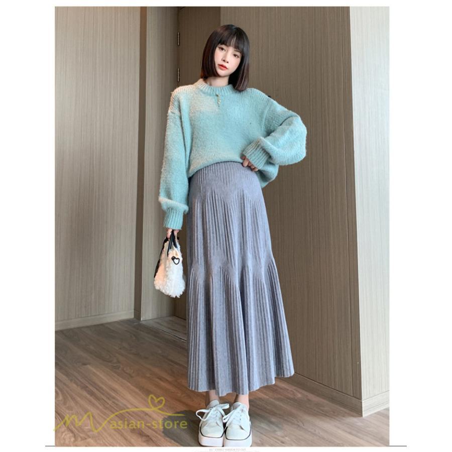 スカート | マタニティレディース 着痩せ リブニット 無地 マタニティウェア ウエスト調整 産前 産後 妊婦着 ハイウエスト 妊婦服 カジュアル Aライン