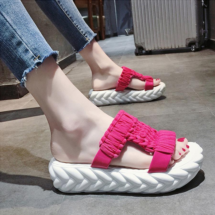 サンダル | 厚底メッシュ ニットサンダル