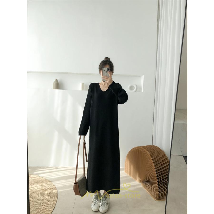 ニットワンピース | レディース 冬 きれいめ ニットフレア ロング おしゃれ 秋冬 長袖 送料無料 可愛い 萌え袖 上品 秋冬コーデ 20代30代40代50代 がーりー