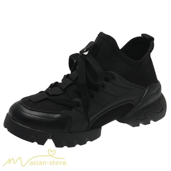 スニーカー | インソール レディース ダッドスポーツシューズ 靴 厚底 レースアップ 無地 履きやすい ハイカット 可愛い 脚長効果 歩きやすい 新作