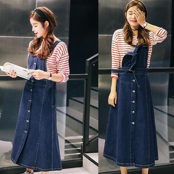 スカート | ワンピース ジャンパーサロペット ロングワンピース ミモレ丈 Aラインワンピース デニム20代30代40代 デニムサロペット デニムワンピース
