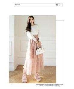 スカート | ロングレディース ティアードチュールプリーツおしゃれ 無地 可愛い カジュアル 韓国風 20代 40代 50代 30代