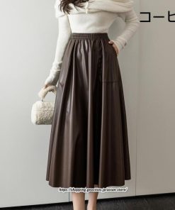 スカート | ロングレザープリーツAライン秋 冬 レディース ロング丈 着痩せ 20代 30代 40代 送料無料 50代 2022年