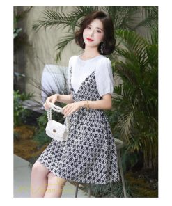 ミディアム | ワンピース レディース 重ね着風 きれいめ 半袖 ミディアムワンピース 着痩せ シフォン カジュアル 大きいサイズ 膝丈 おしゃれ サマーワンピース 可愛い 上品