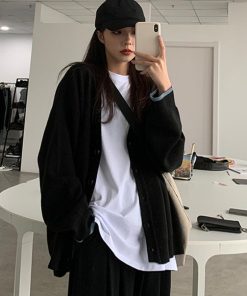 ニット・セーター | ニットアウター ニットトップス シンプル V 韓国風 ニットカーディガン ネック 羽織 秋冬 ゆったり レディース 長袖